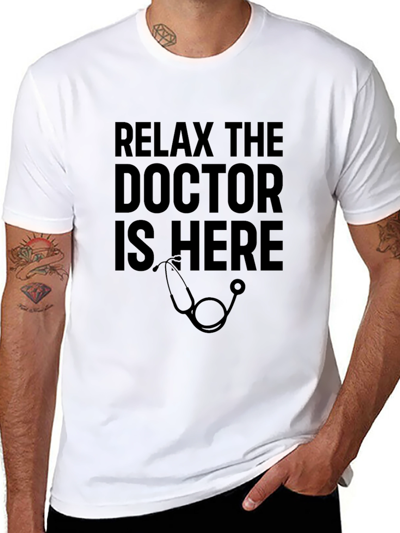 Relax The Doctor Is Here Black T-Shirt