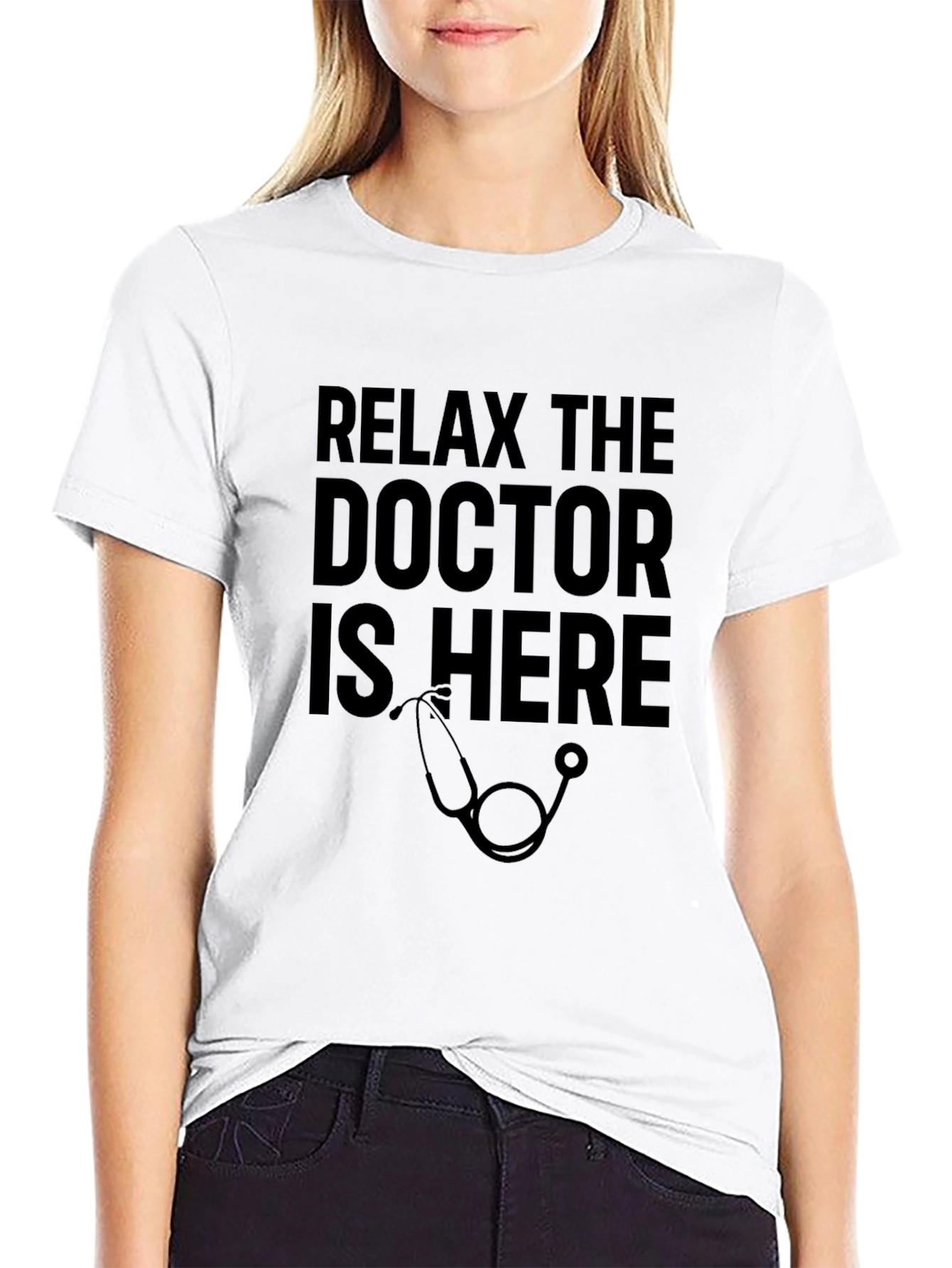 Relax The Doctor Is Here Black T-Shirt