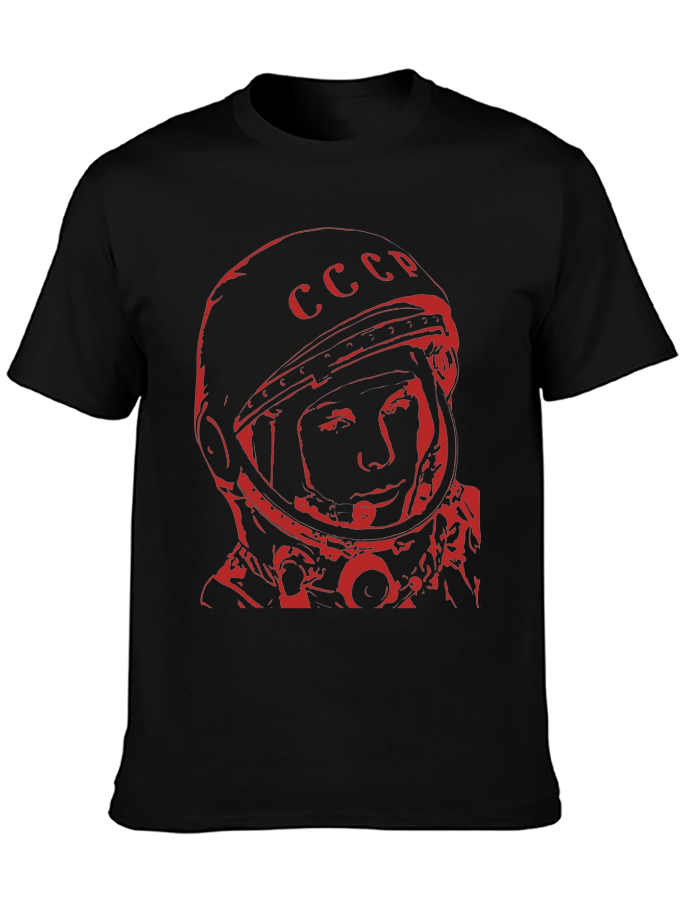 Retro Soviet Cosmonaut T-Shirt - Black Red Print