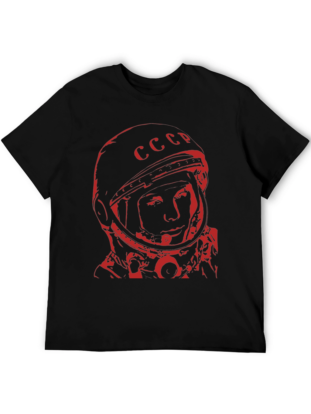 Retro Soviet Cosmonaut T-Shirt - Black Red Print