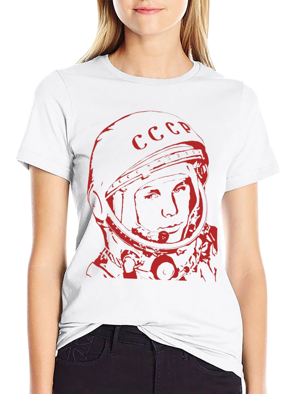 Retro Soviet Cosmonaut T-Shirt - Black Red Print