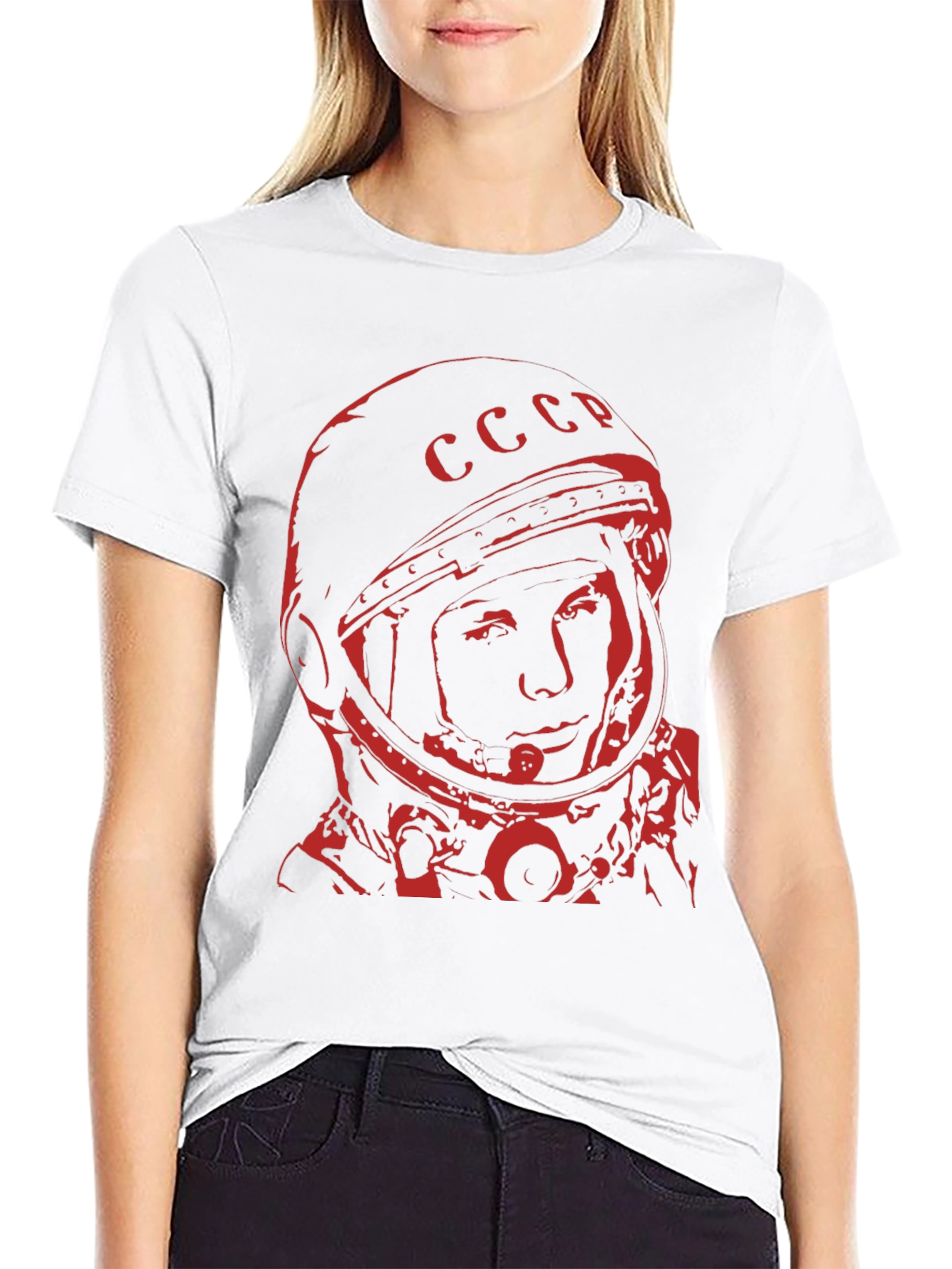 Retro Soviet Cosmonaut T-Shirt - Black Red Print