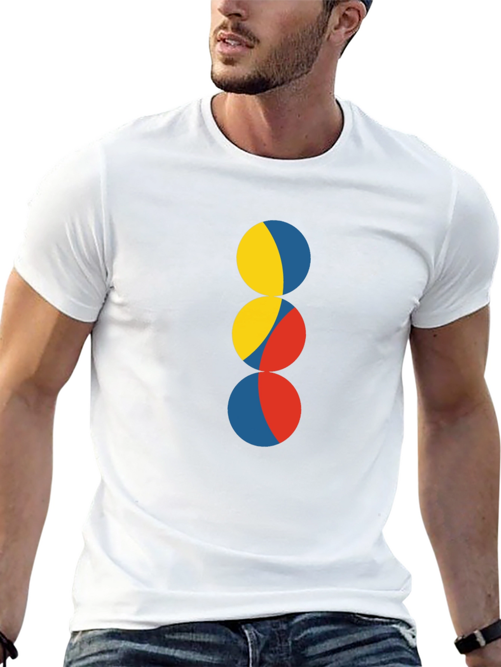 Abstract Circle Design Black T-Shirt