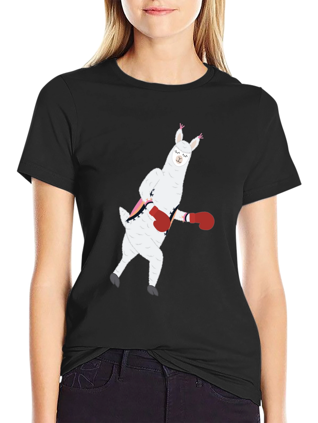Llama Boxing Funny Graphic Tee