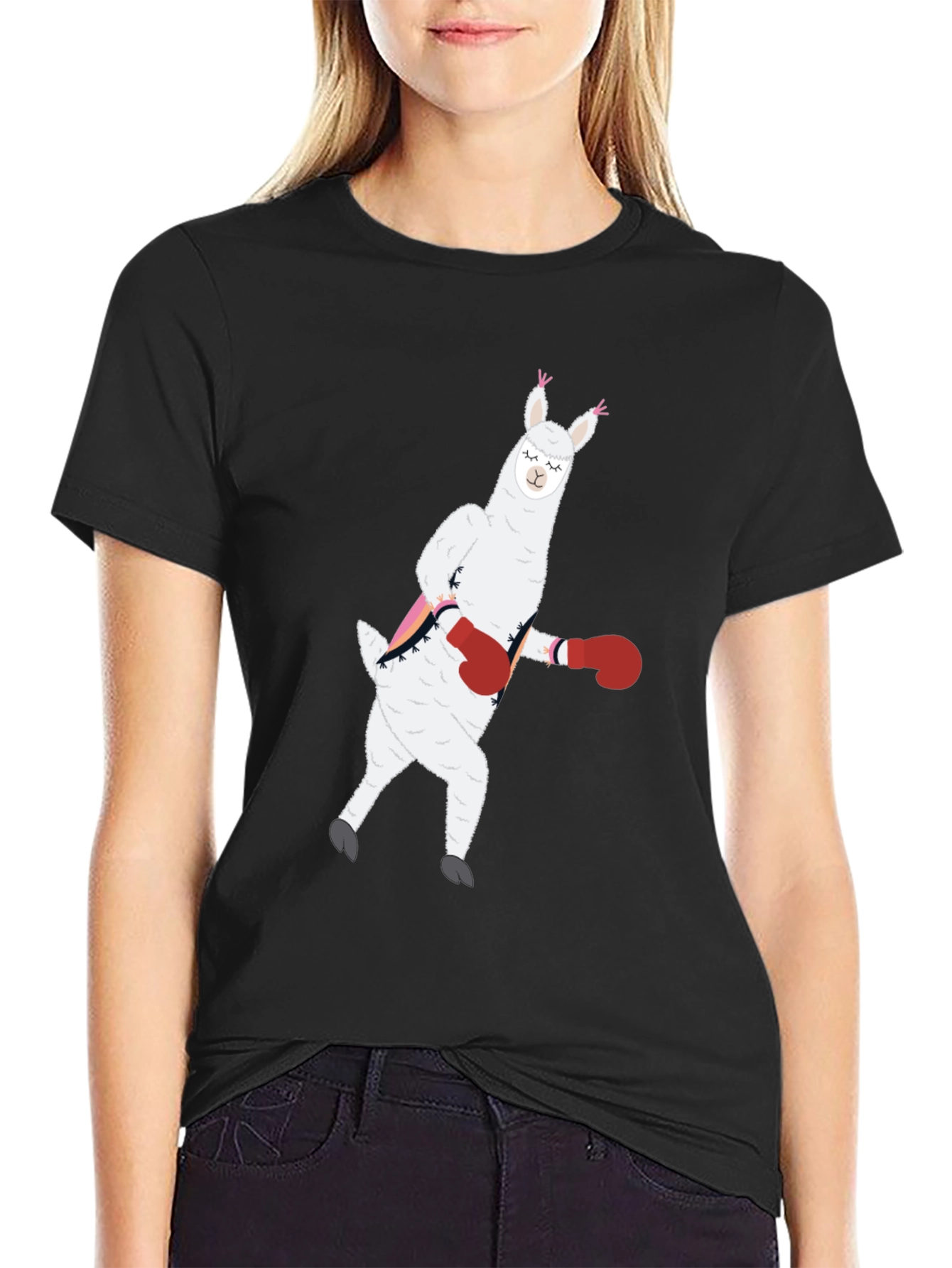 Llama Boxing Funny Graphic Tee