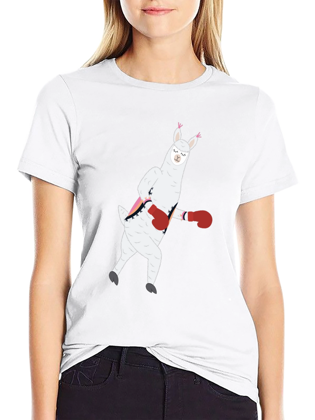 Llama Boxing Funny Graphic Tee