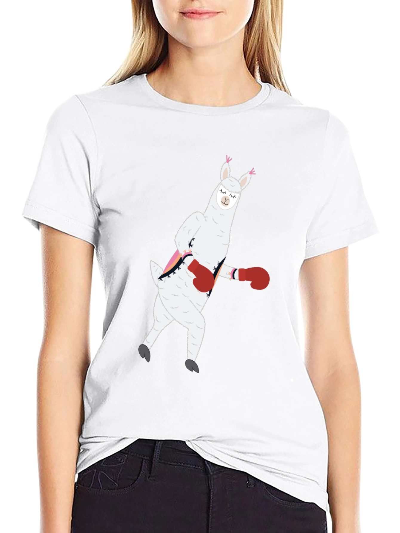 Llama Boxing Funny Graphic Tee