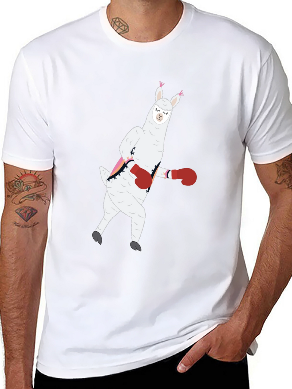 Llama Boxing Funny Graphic Tee