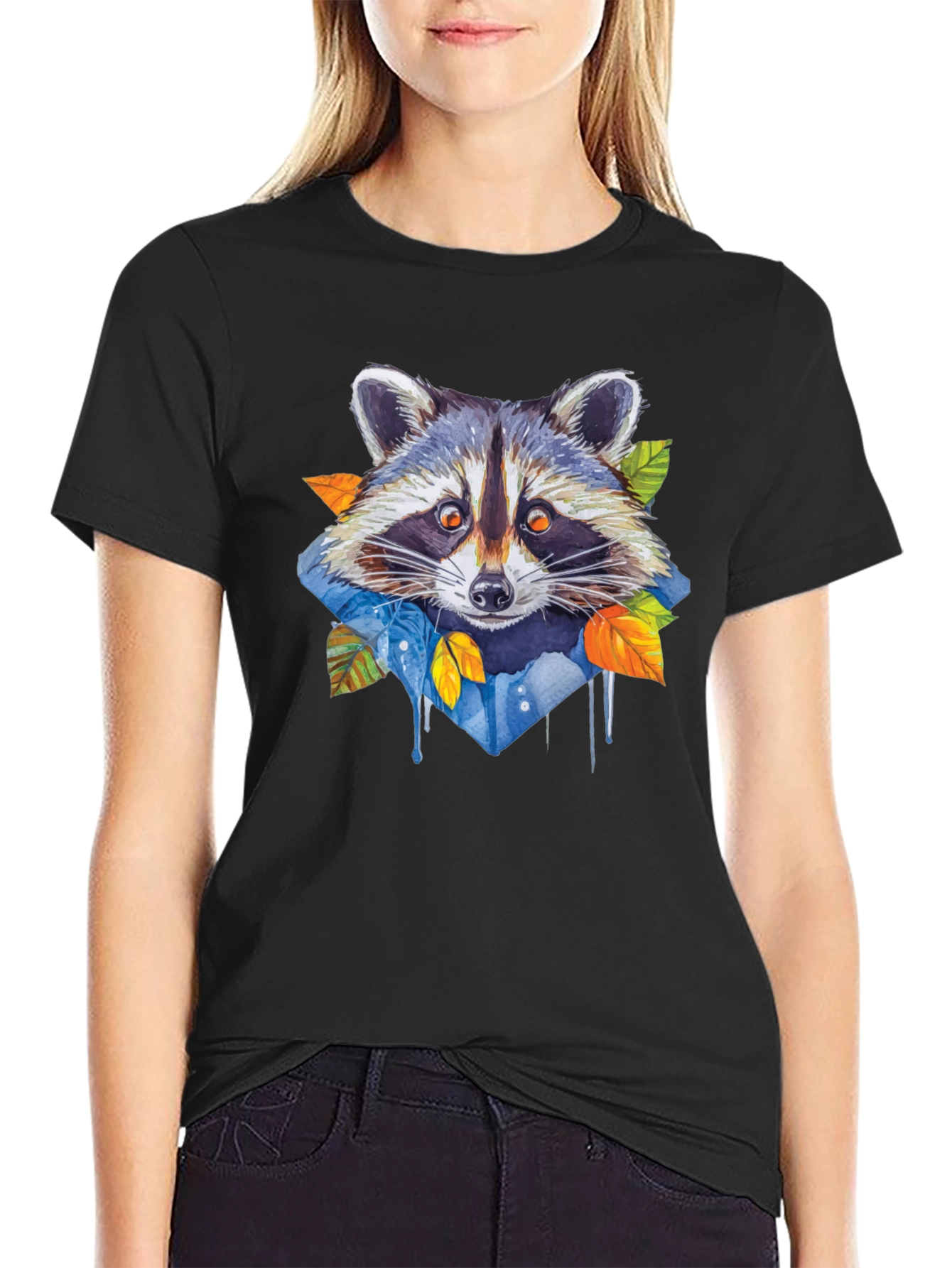 Raccoon Graphic T-Shirt - Watercolor Design
