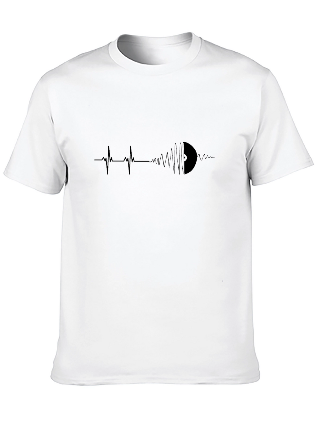 Vinyl Record Heartbeat T-Shirt - Black