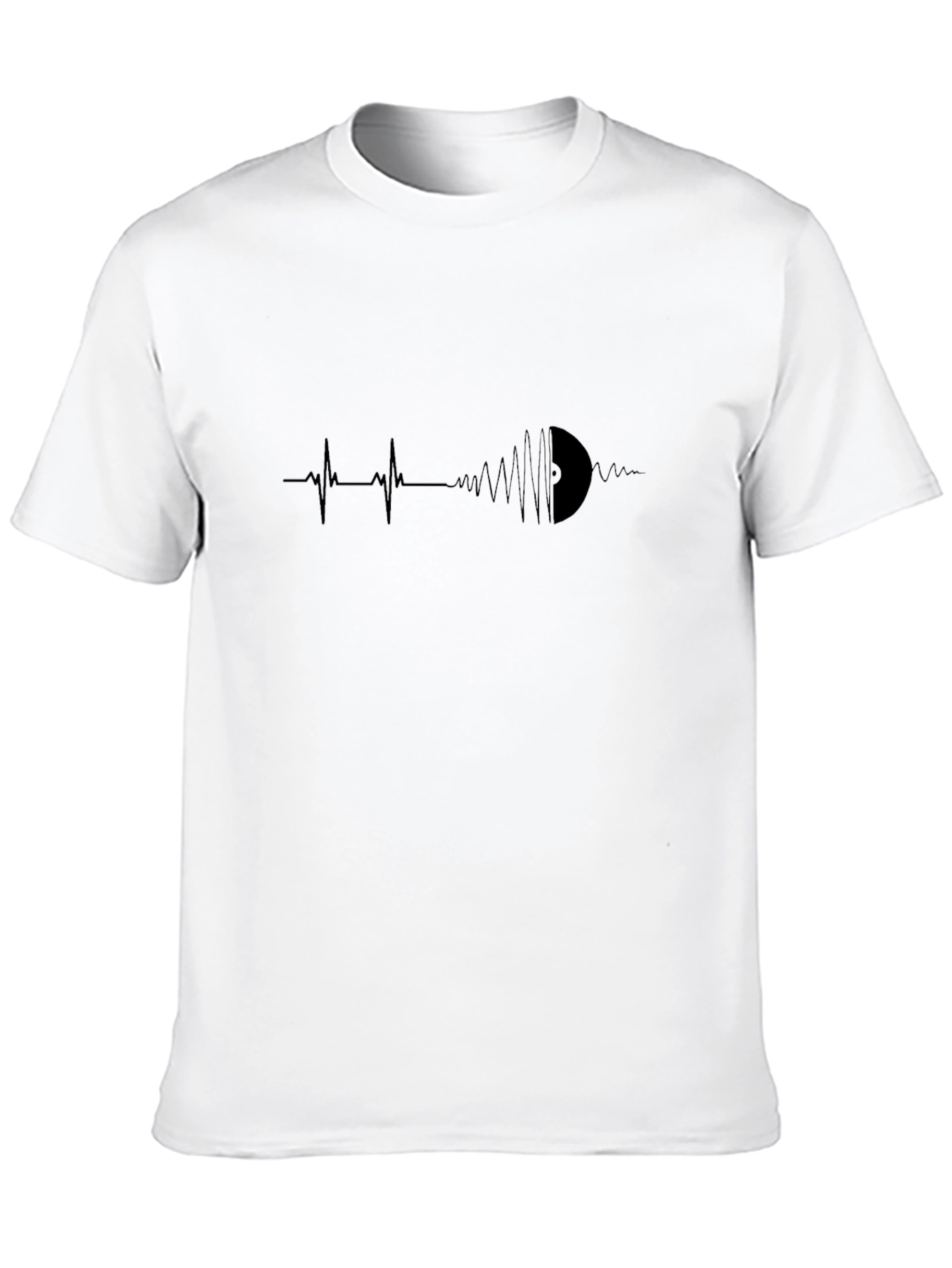 Vinyl Record Heartbeat T-Shirt - Black