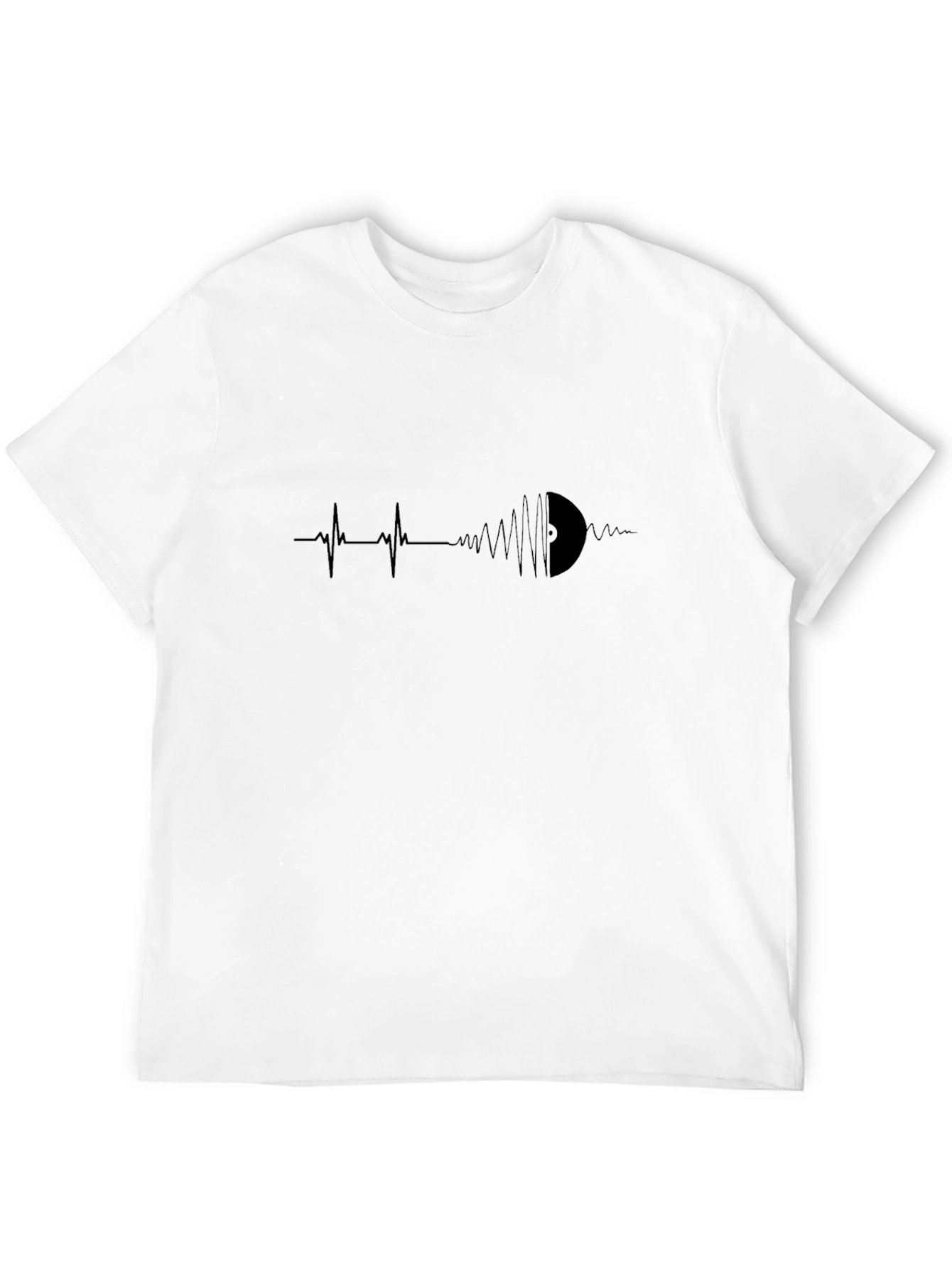 Vinyl Record Heartbeat T-Shirt - Black