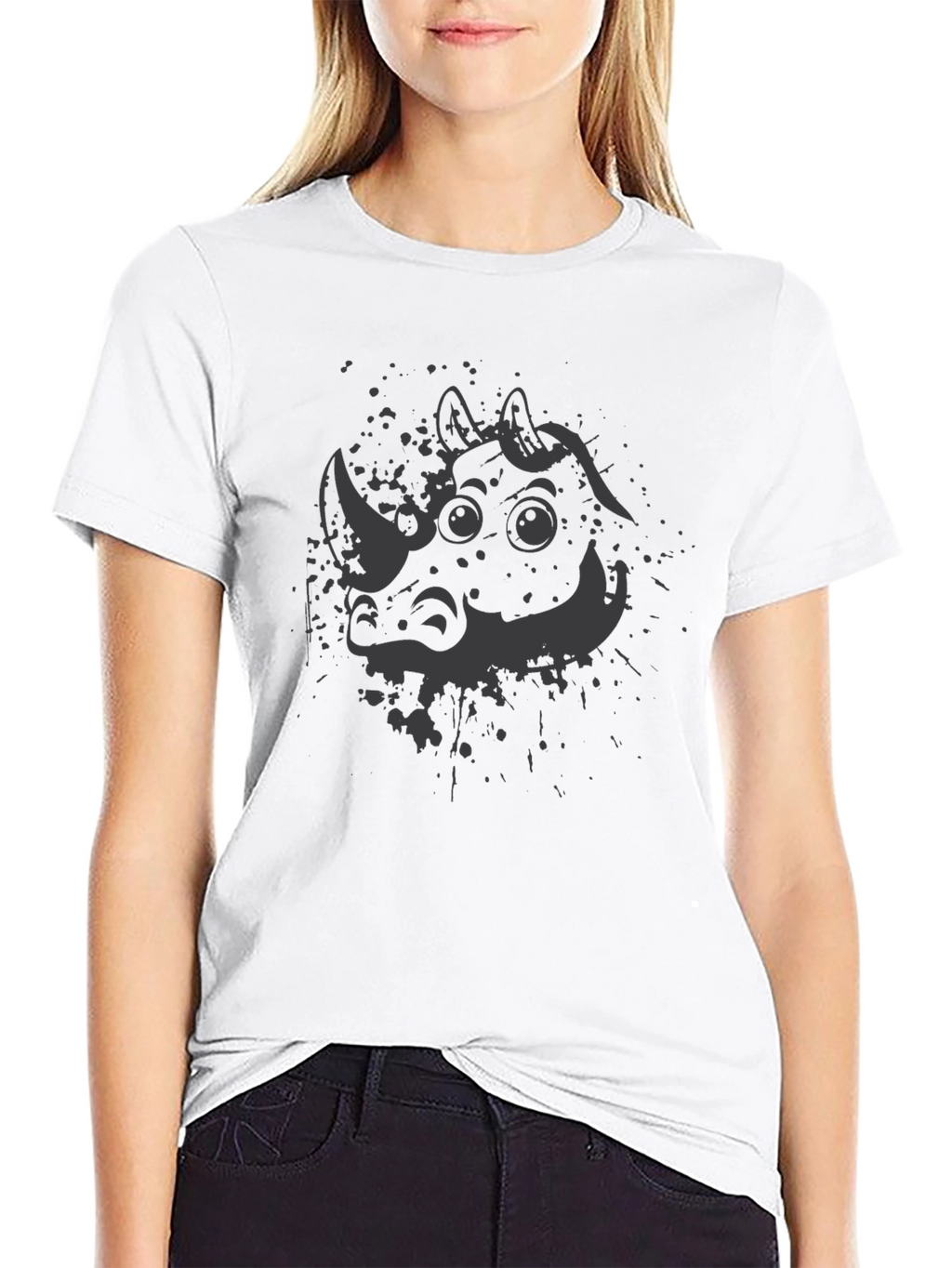 Rhinoceros Graphic Print Crew Neck T-Shirt