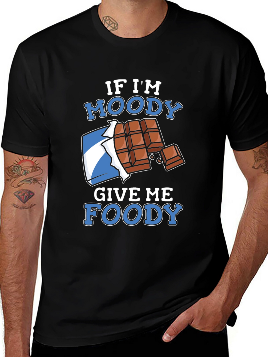 If Im Moody Give Me Foody Black T-Shirt