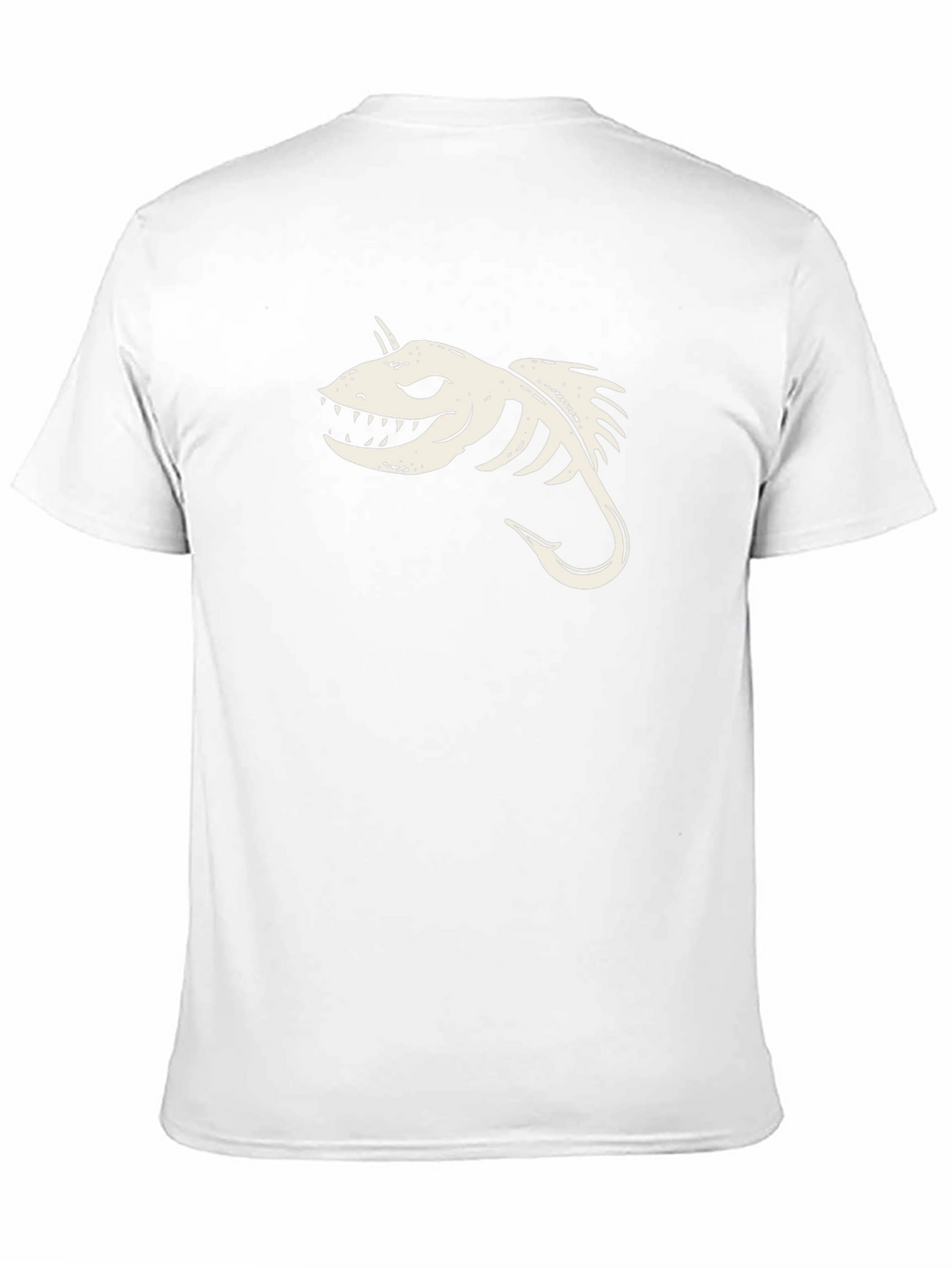 Black T-Shirt with Skeletal Fish Hook Graphic