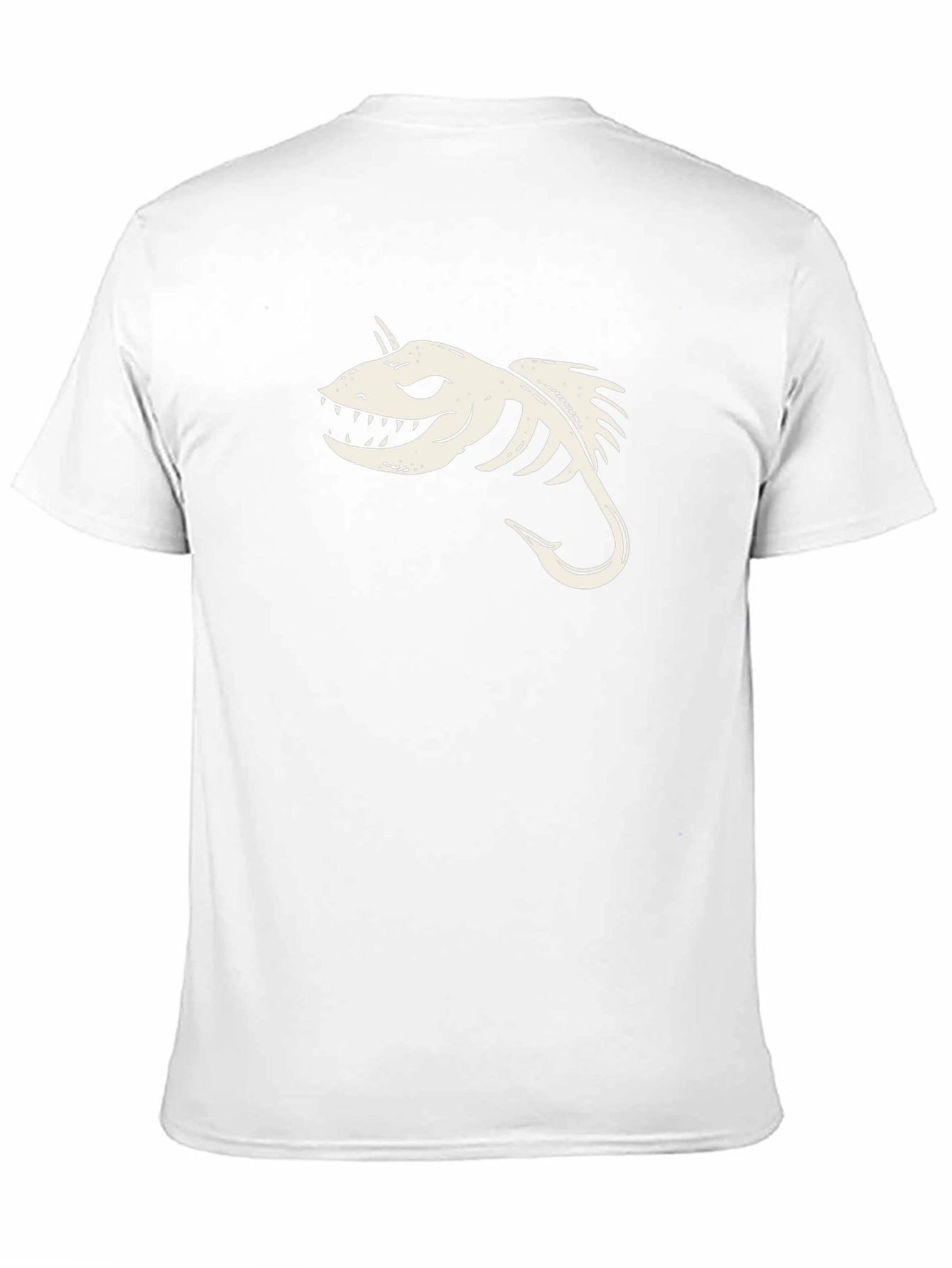 Black T-Shirt with Skeletal Fish Hook Graphic