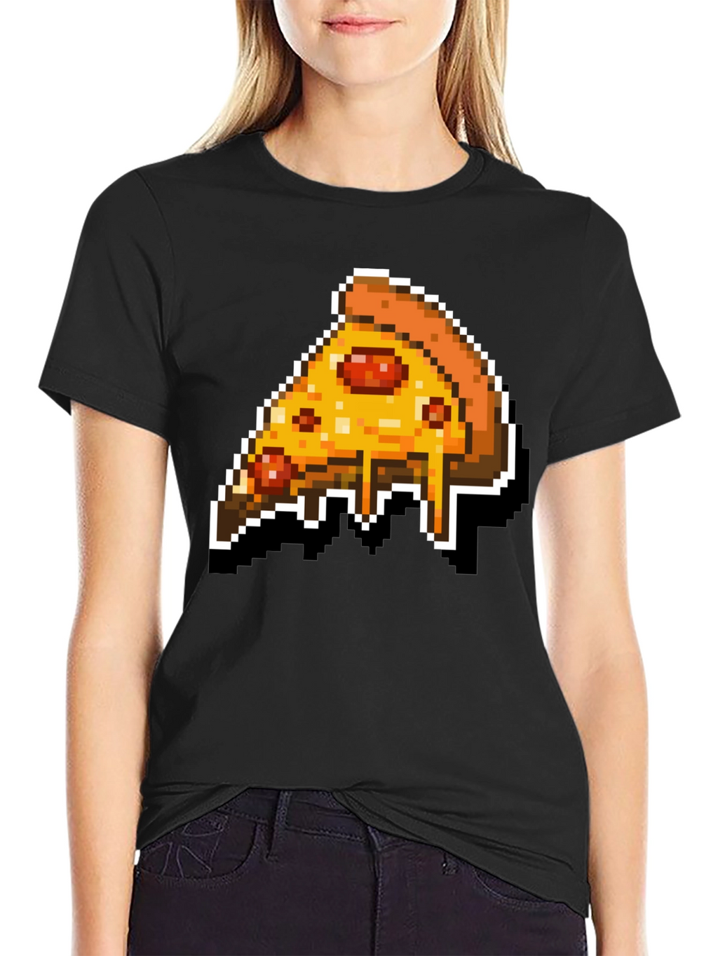 Pixel Pizza Slice Graphic Tee - Retro Gaming Style