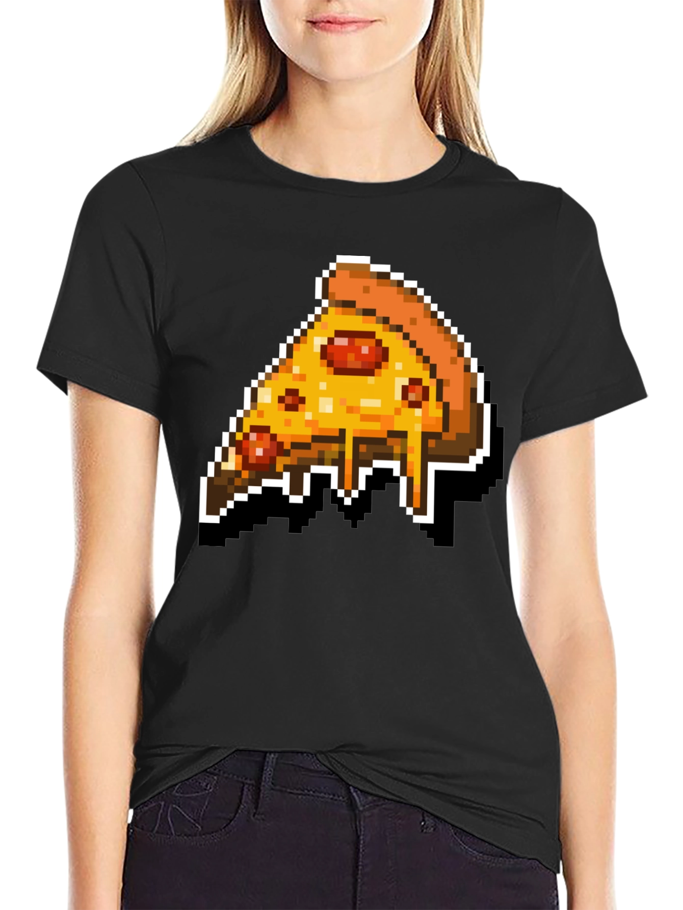 Pixel Pizza Slice Graphic Tee - Retro Gaming Style