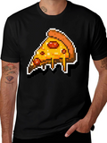 Pixel Pizza Slice Graphic Tee - Retro Gaming Style
