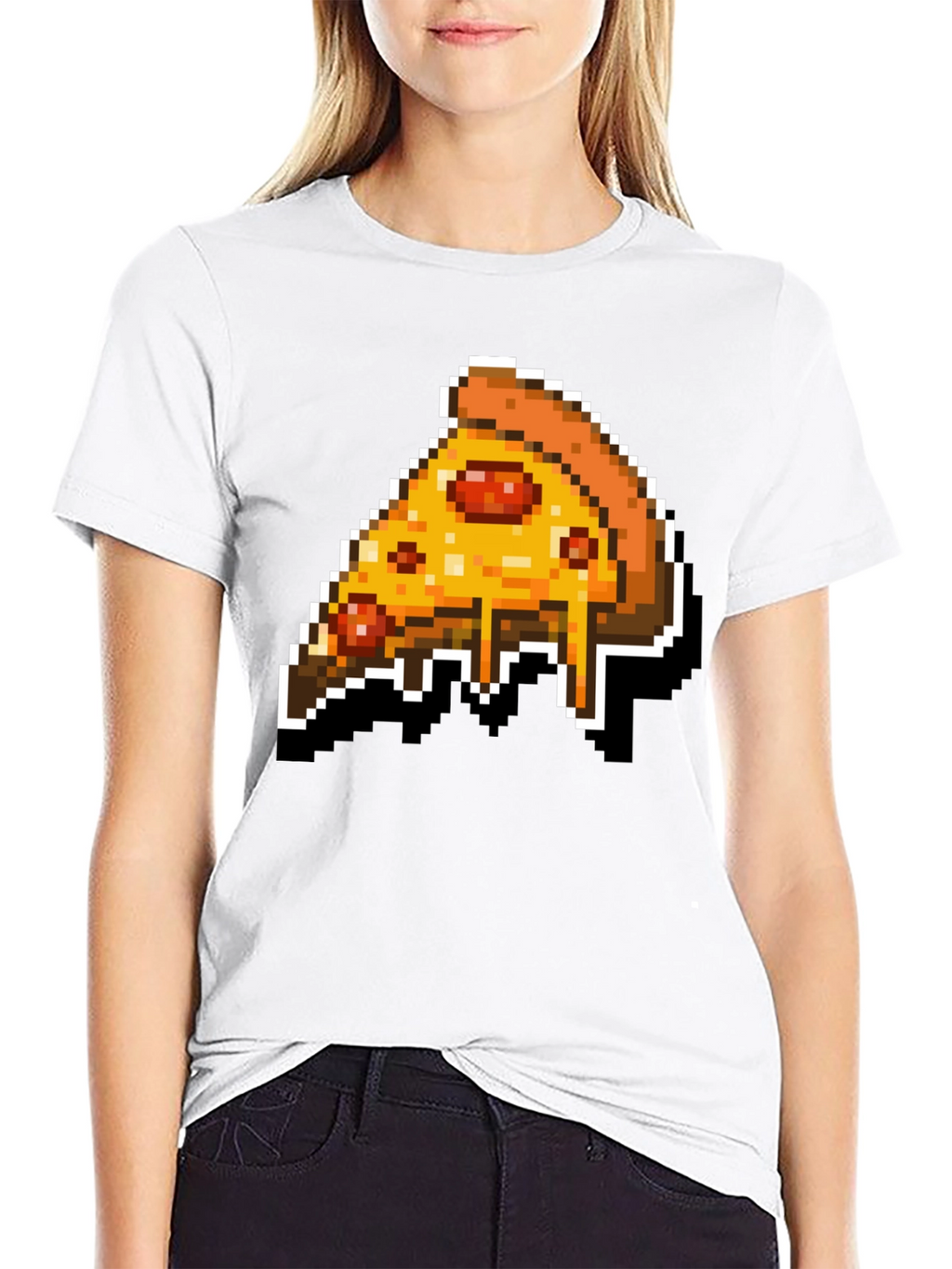Pixel Pizza Slice Graphic Tee - Retro Gaming Style