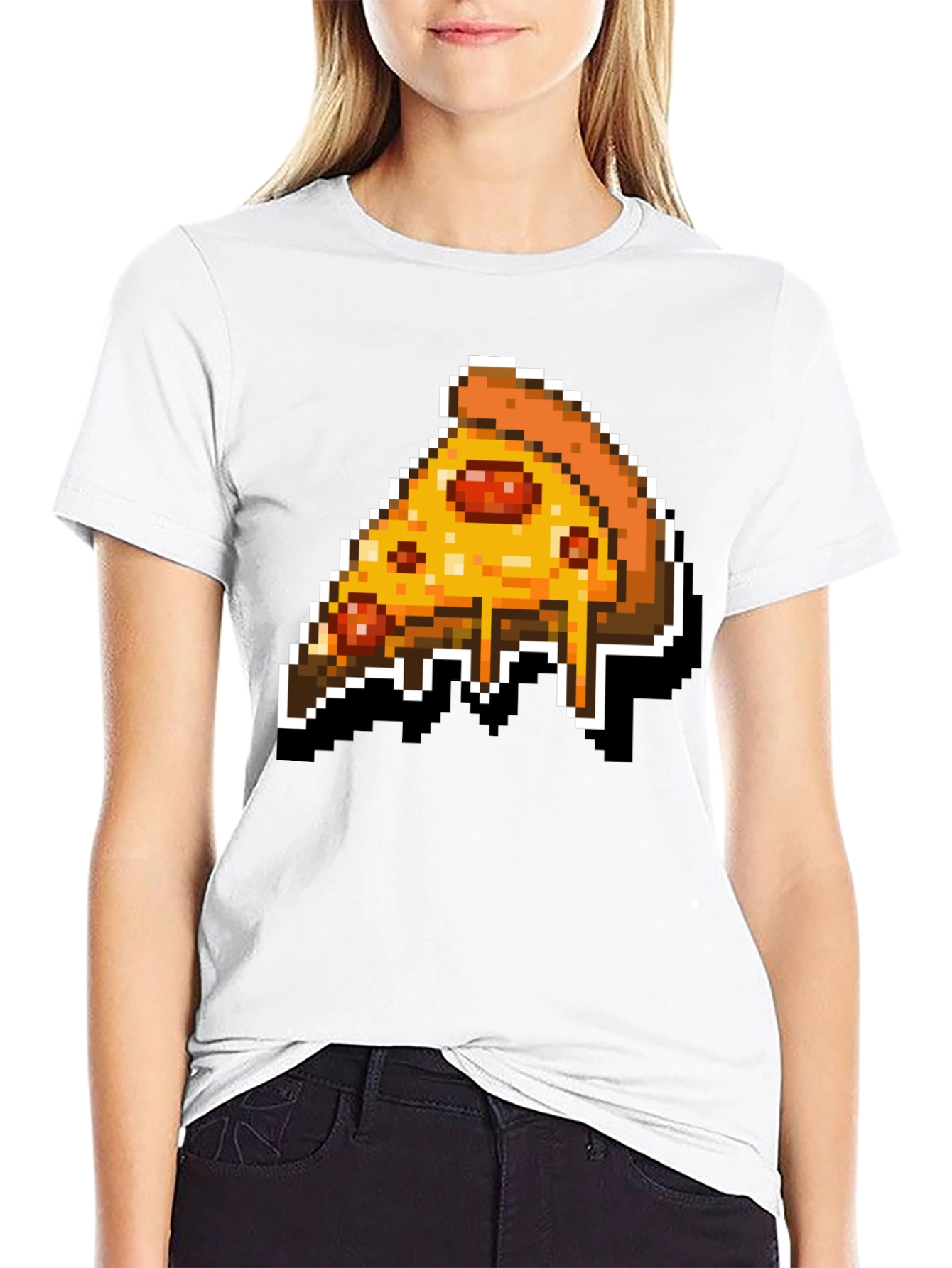 Pixel Pizza Slice Graphic Tee - Retro Gaming Style