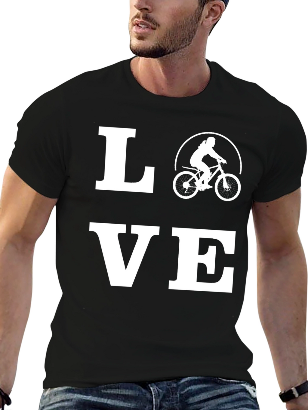 Love Biking Graphic Tee - Black Cotton T-Shirt
