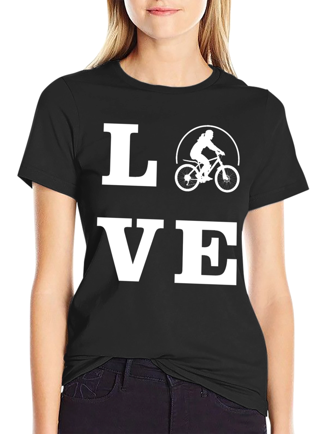 Love Biking Graphic Tee - Black Cotton T-Shirt