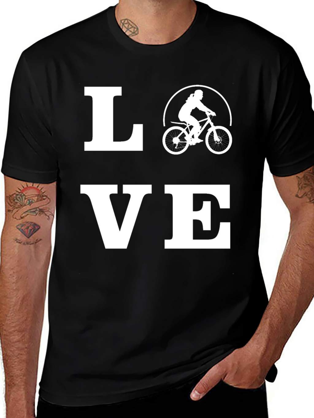 Love Biking Graphic Tee - Black Cotton T-Shirt