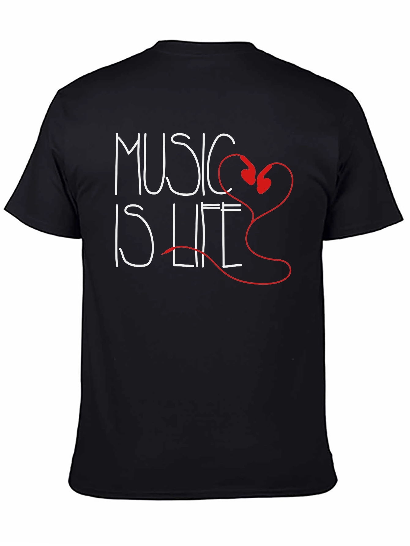 Music is Life T-Shirt - Heart Headphones Design