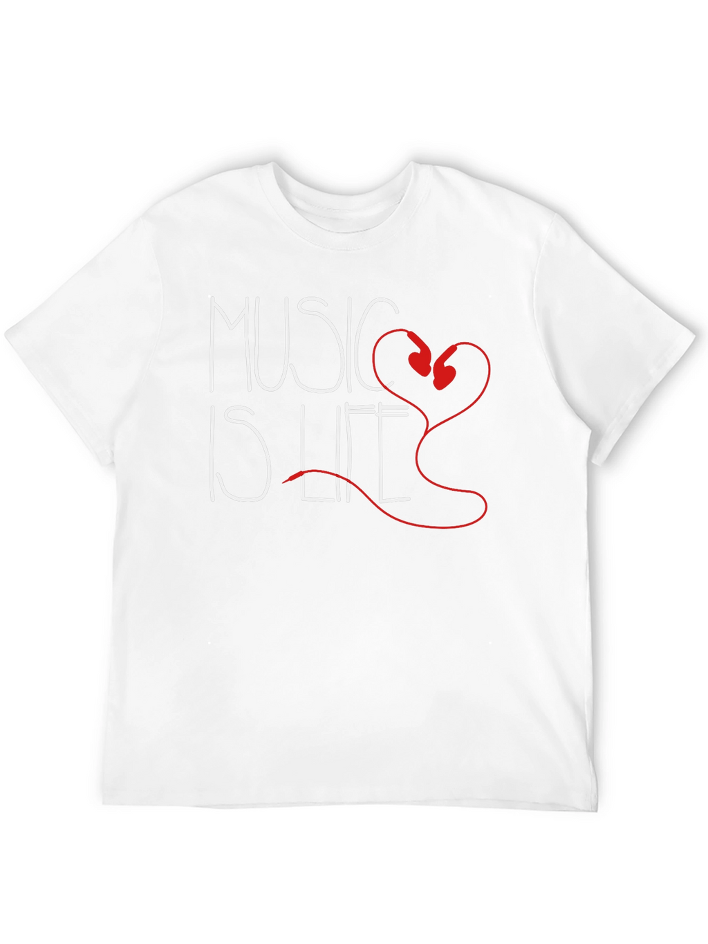Music is Life T-Shirt - Heart Headphones Design