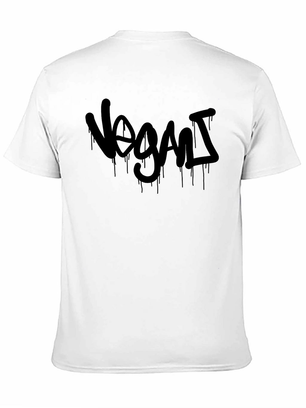 Vegan Graffiti Style Tee - Black Cotton T-Shirt