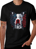 Patriotic Pitbull Graphic Tee - American Pride!