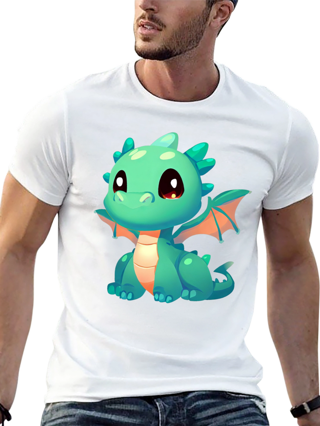 Cute Dragon Graphic T-Shirt - Black Cotton Tee