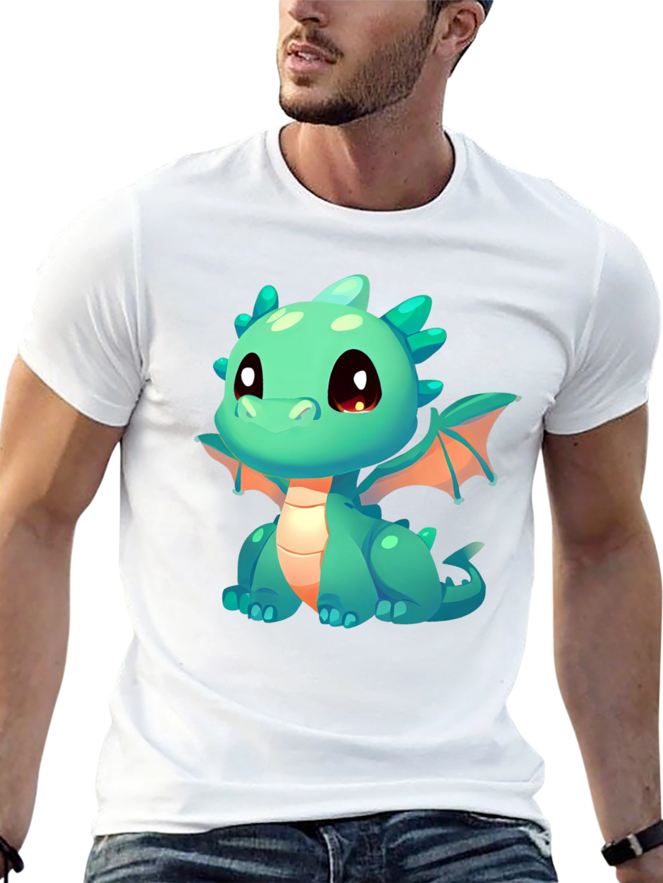 Cute Dragon Graphic T-Shirt - Black Cotton Tee