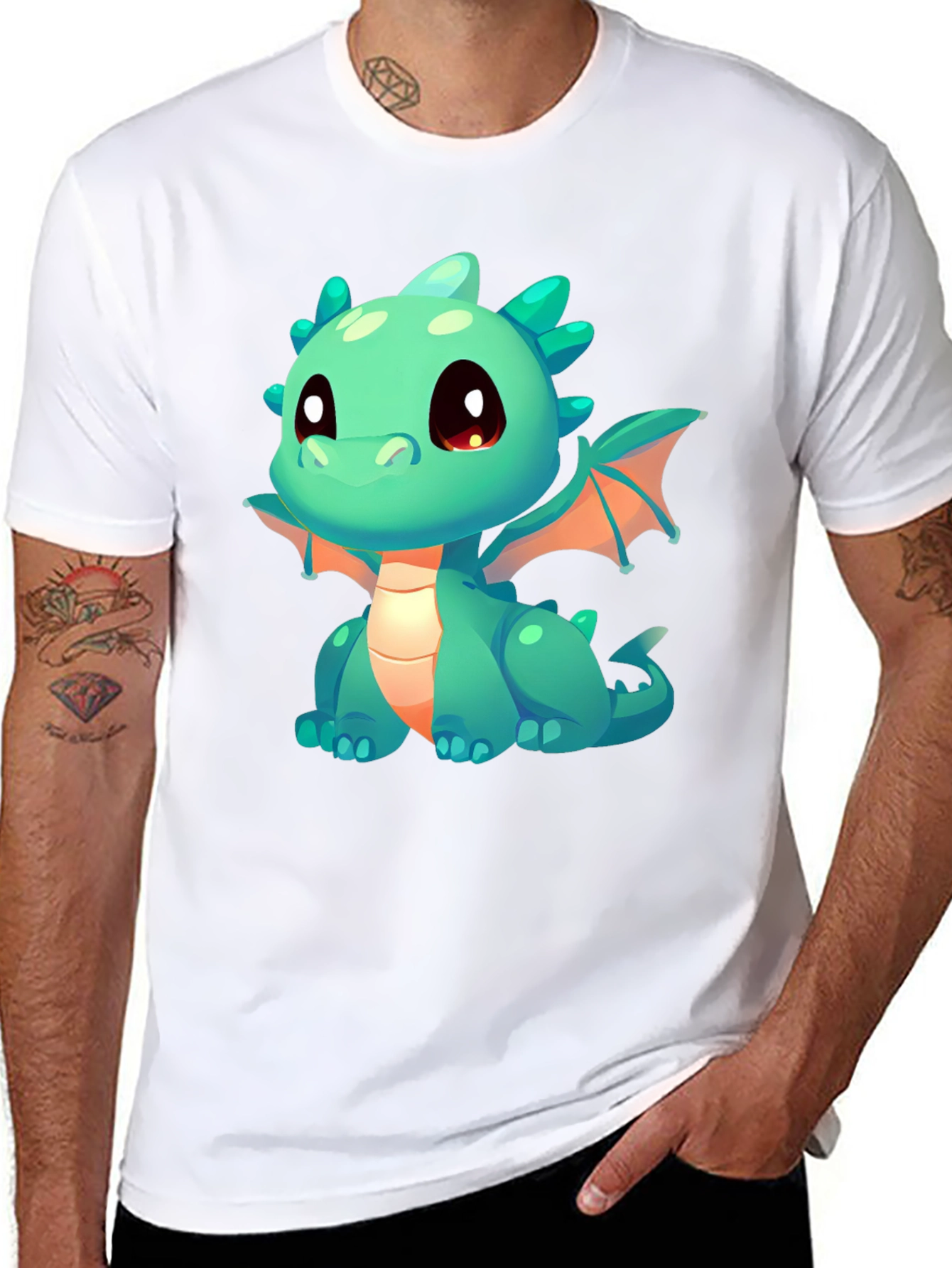 Cute Dragon Graphic T-Shirt - Black Cotton Tee