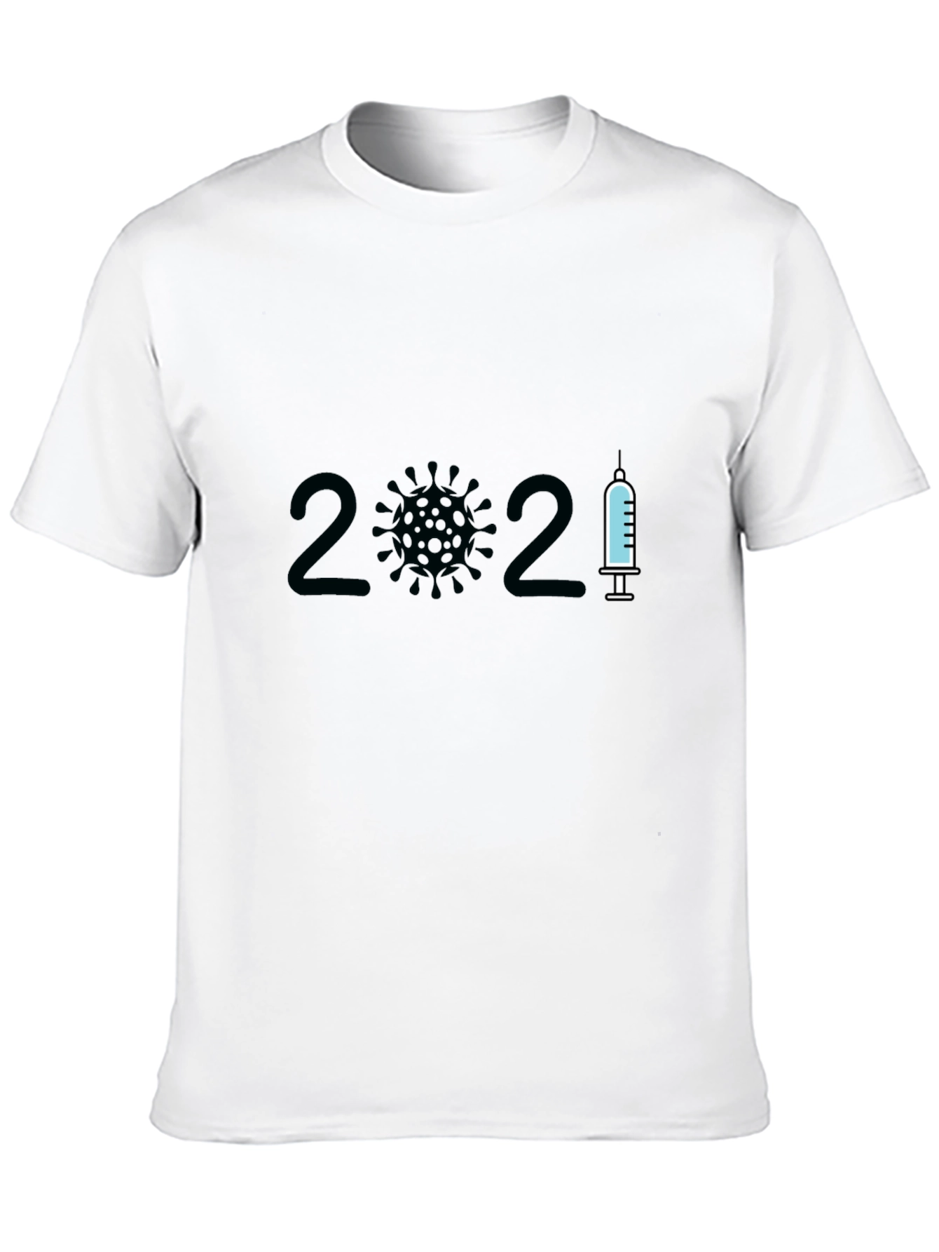 2021 Covid Vaccine T-Shirt - Black Crew Neck