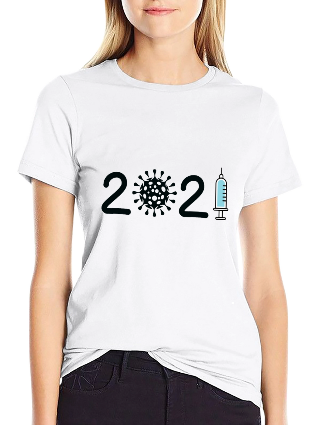 2021 Covid Vaccine T-Shirt - Black Crew Neck