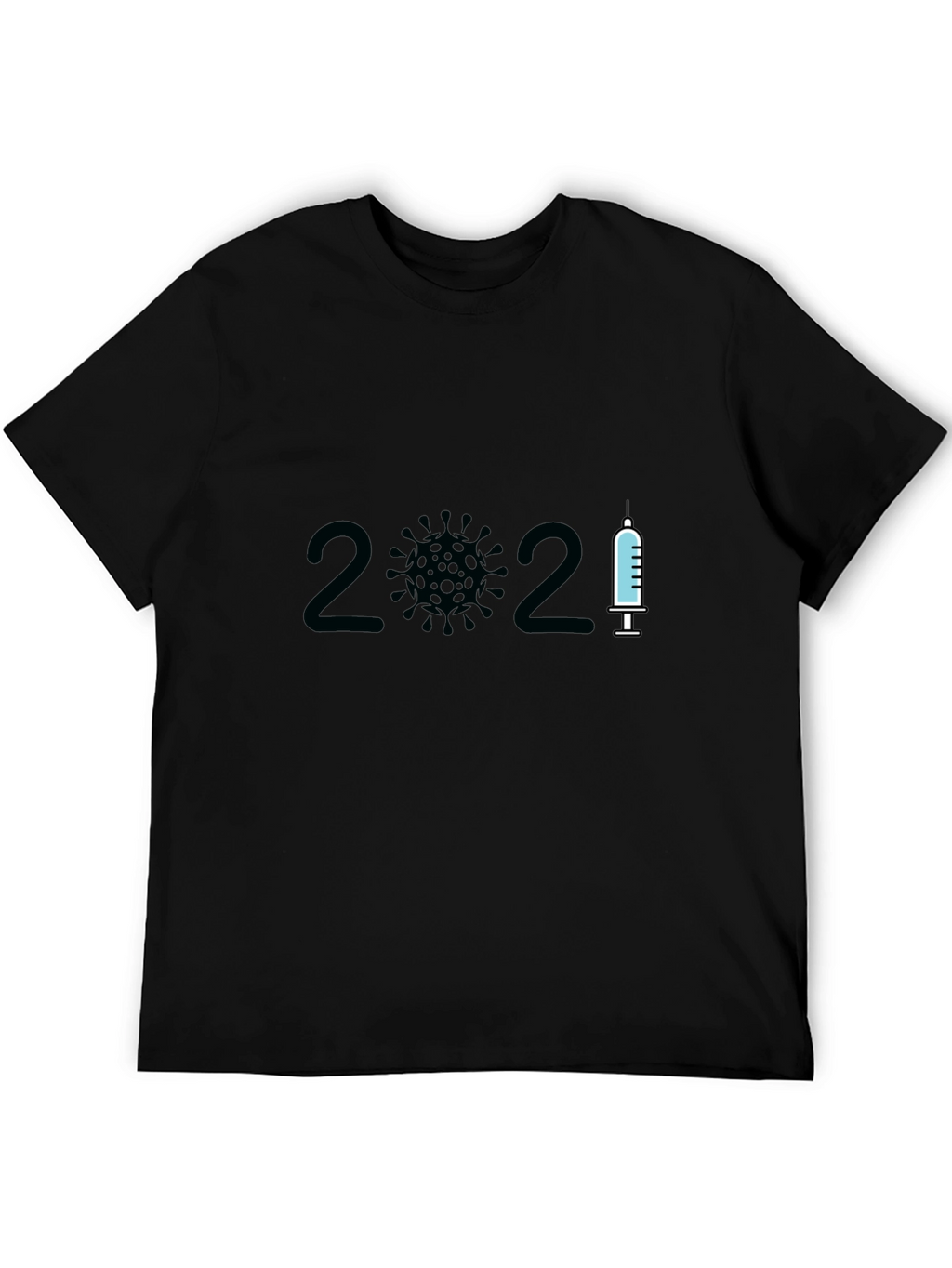 2021 Covid Vaccine T-Shirt - Black Crew Neck