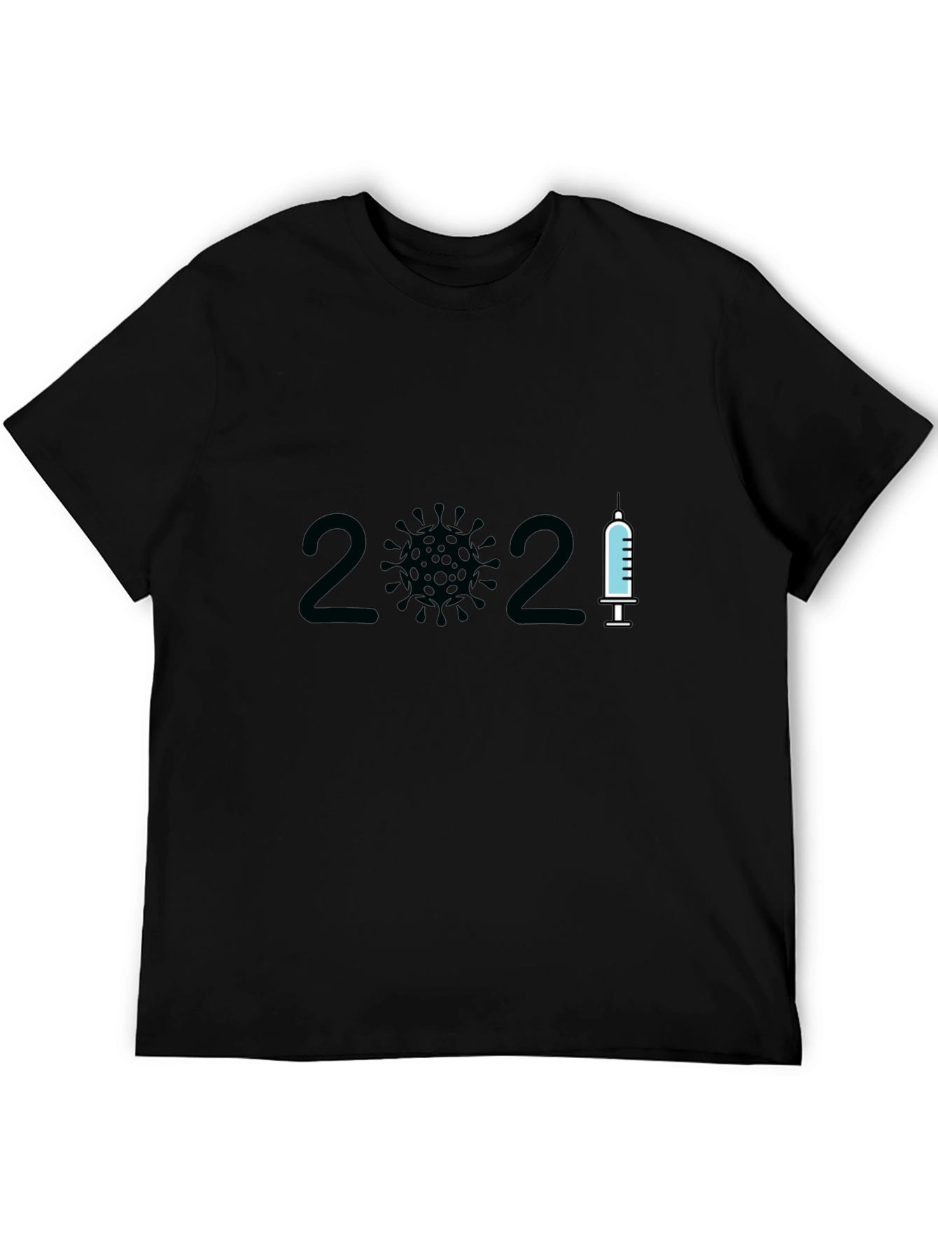 2021 Covid Vaccine T-Shirt - Black Crew Neck