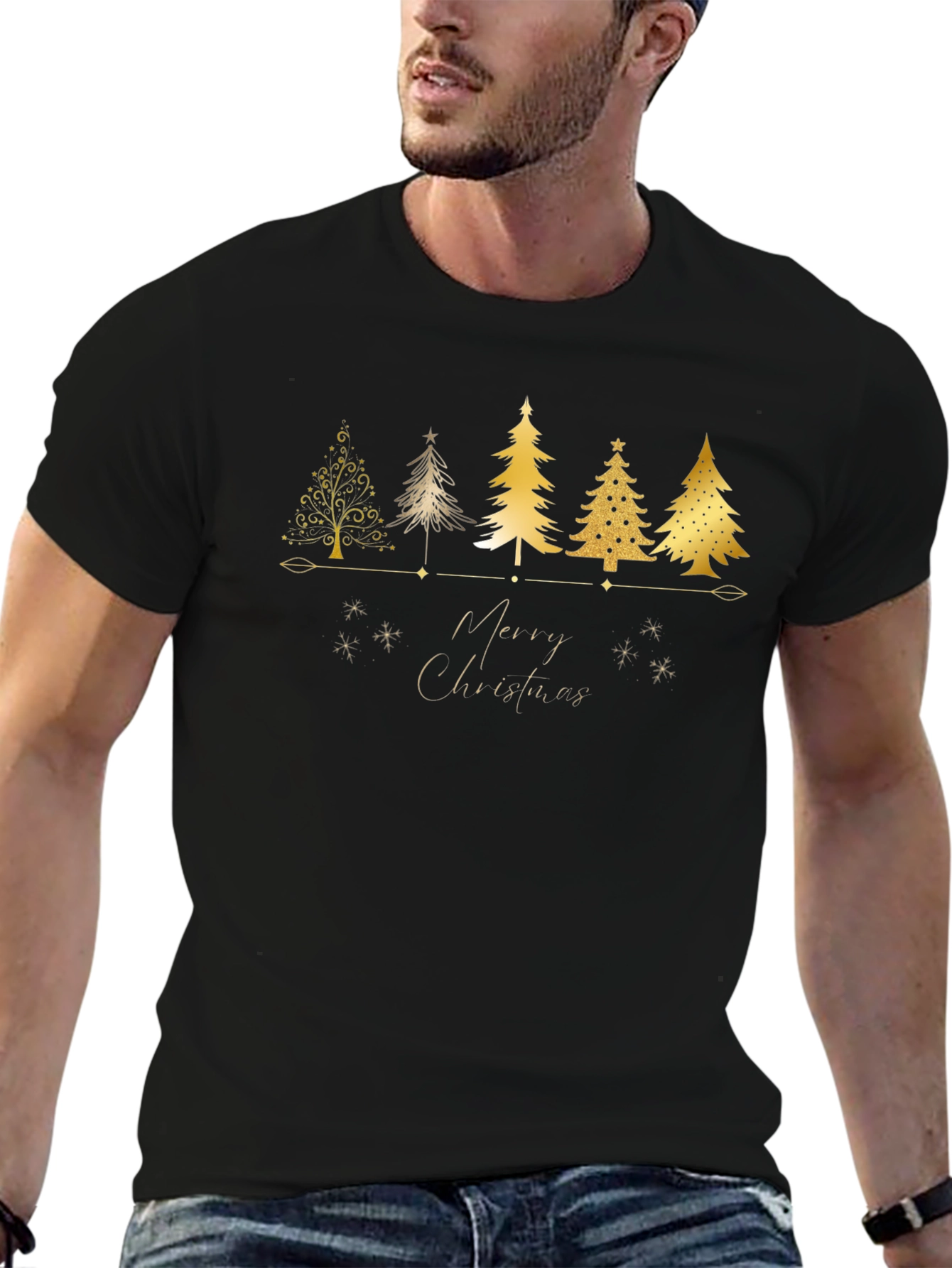 Merry Christmas Tree Graphic T-Shirt