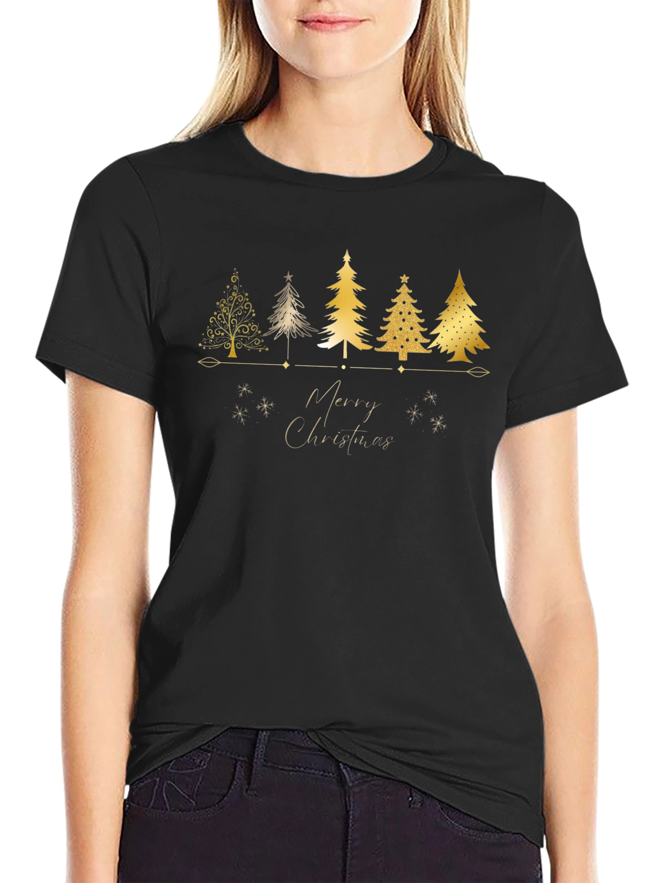 Merry Christmas Tree Graphic T-Shirt