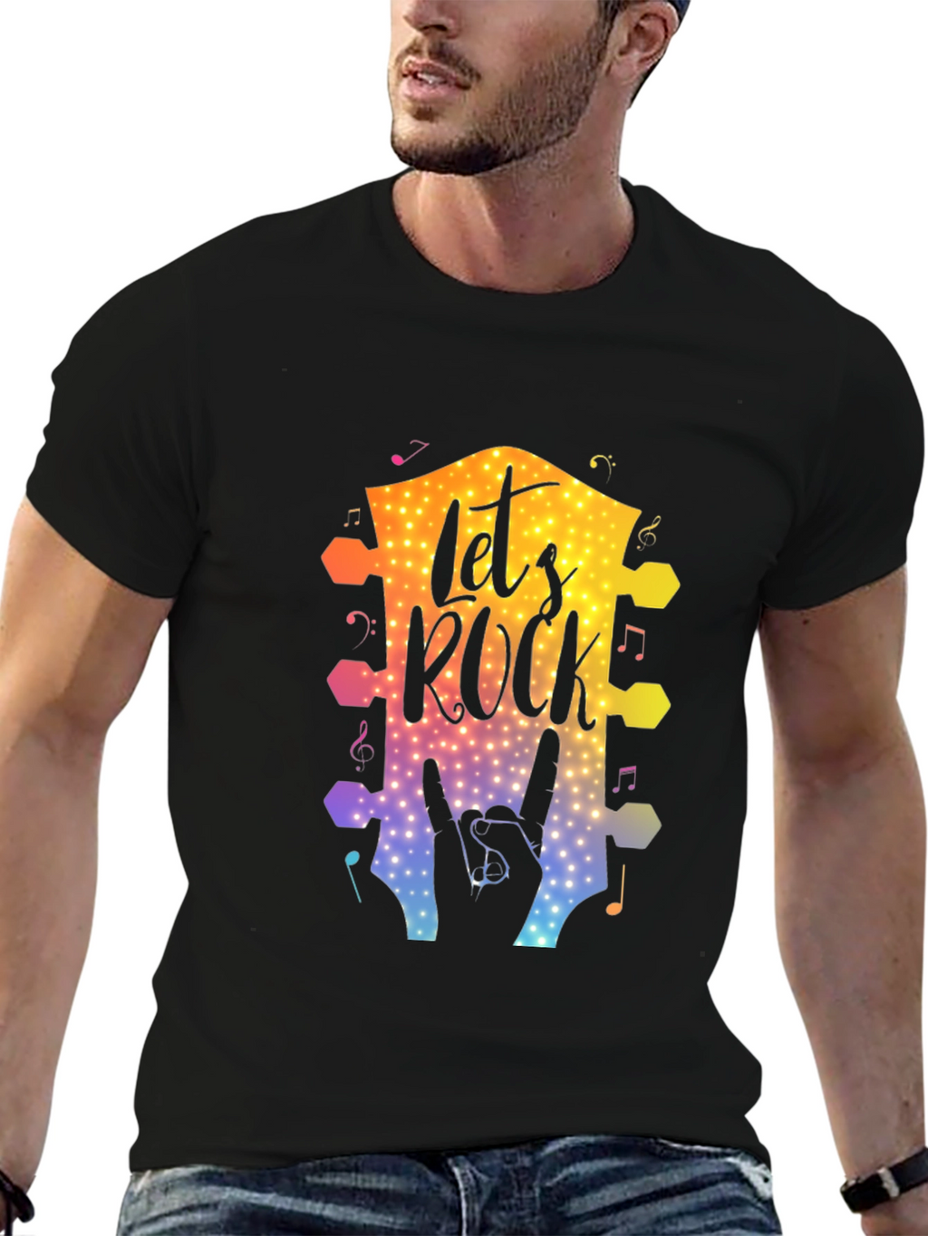 Lets Rock Graphic T-Shirt Music Lover Tee