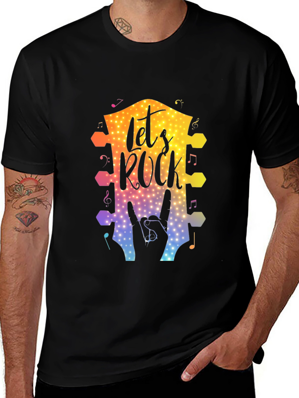 Lets Rock Graphic T-Shirt Music Lover Tee