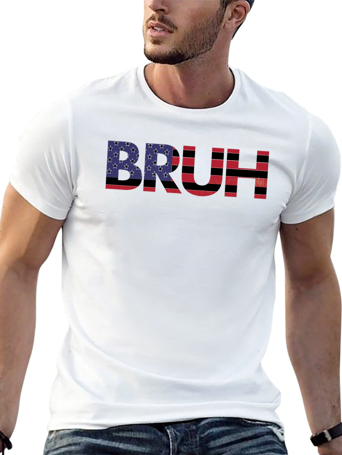 Bruh American Flag Graphic T-Shirt