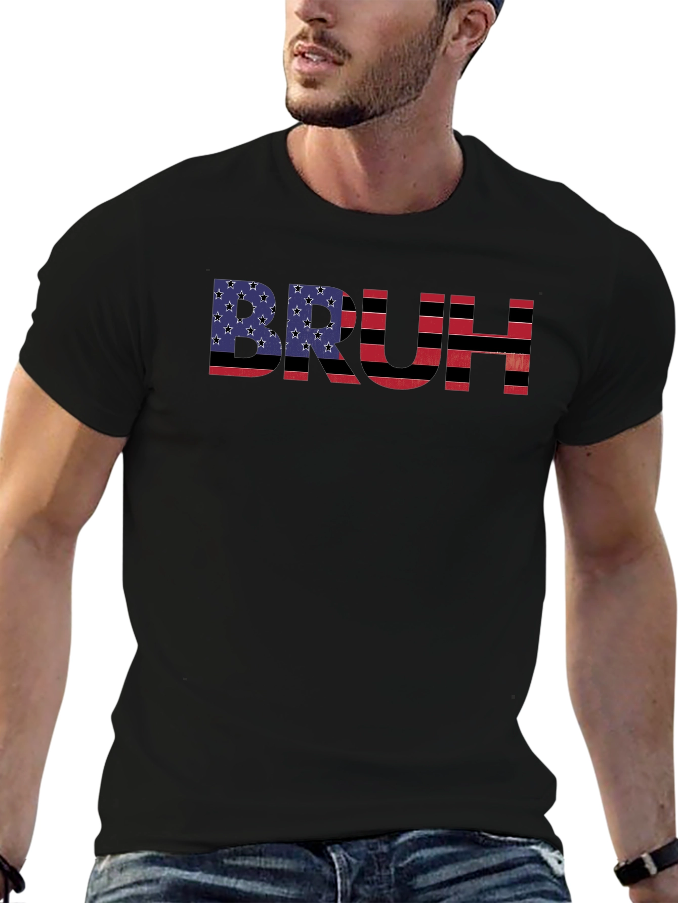 Bruh American Flag Graphic T-Shirt