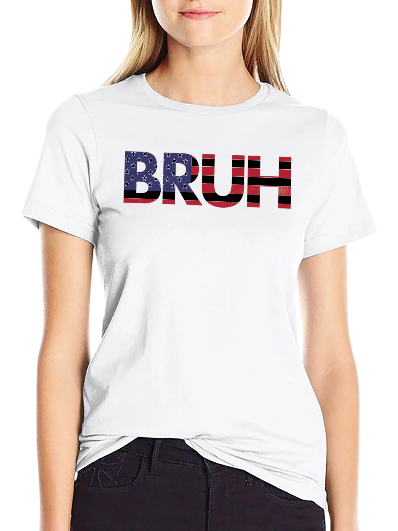 Bruh American Flag Graphic T-Shirt