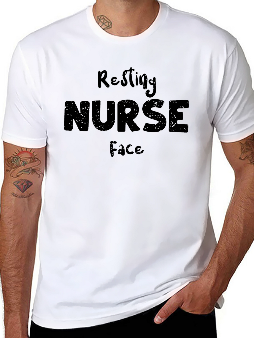 Resting Nurse Face Graphic T-Shirt - Black