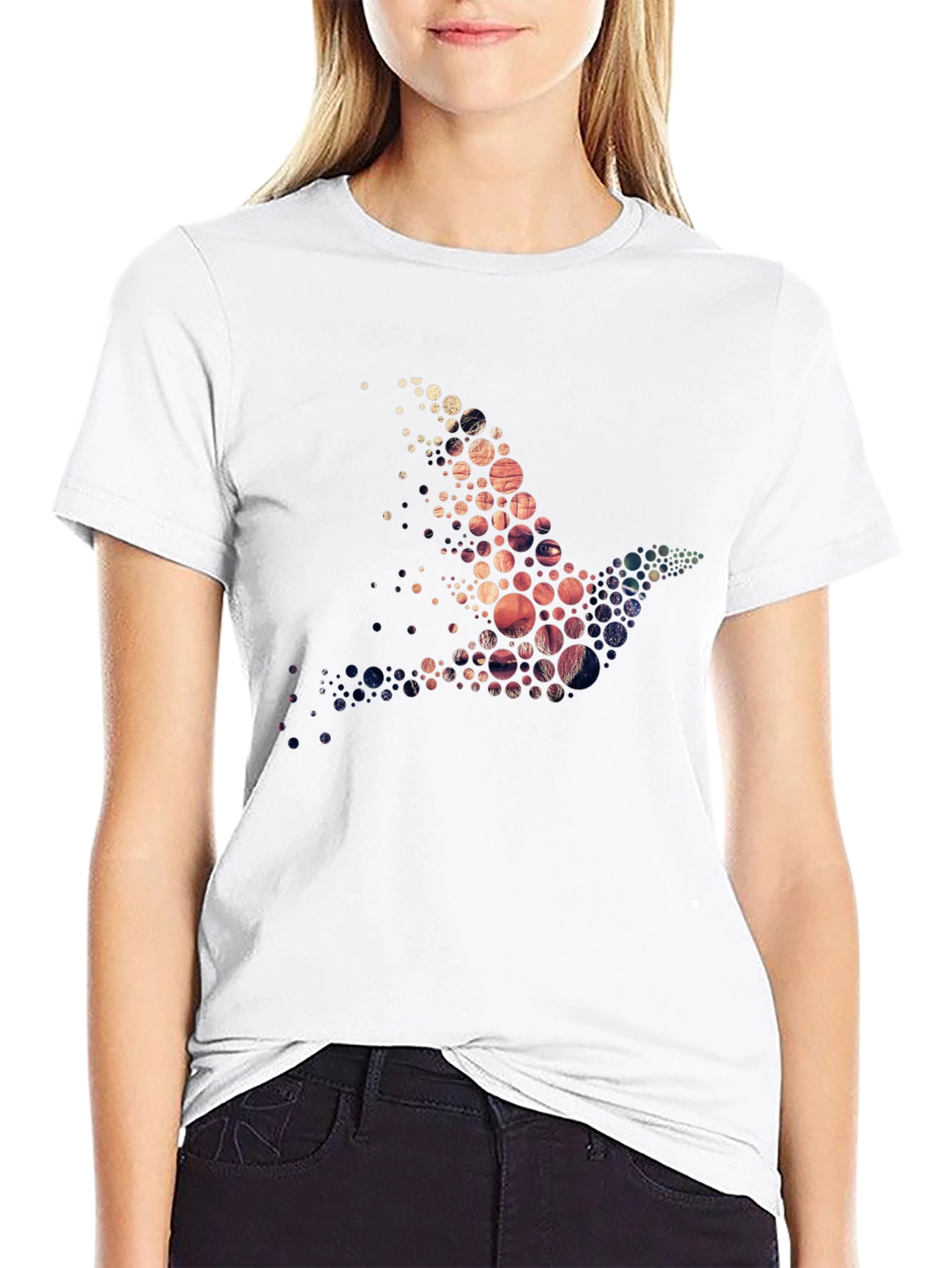 Dove Art Graphic Print Black T-Shirt