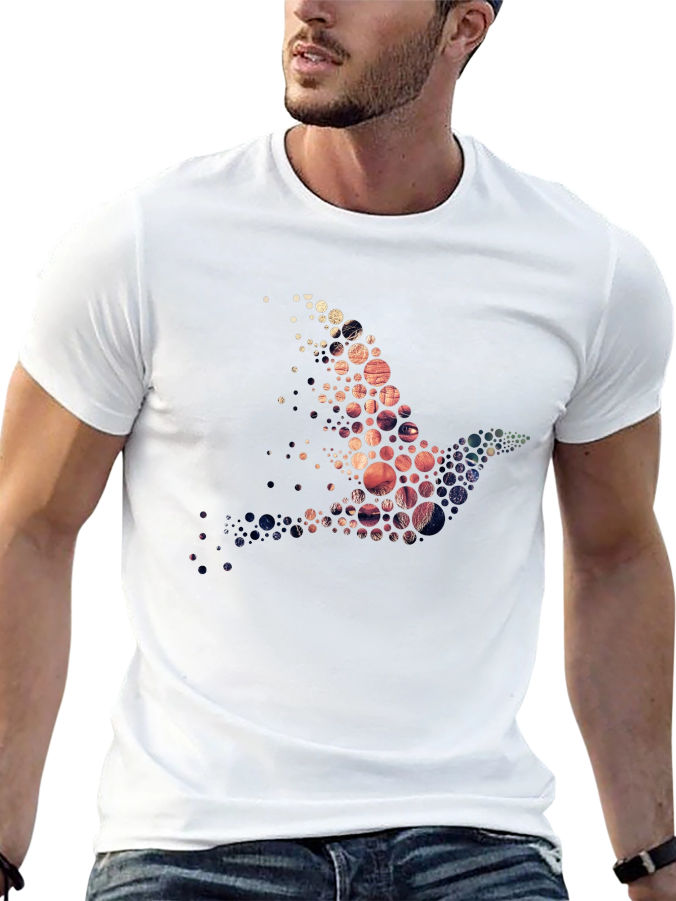 Dove Art Graphic Print Black T-Shirt