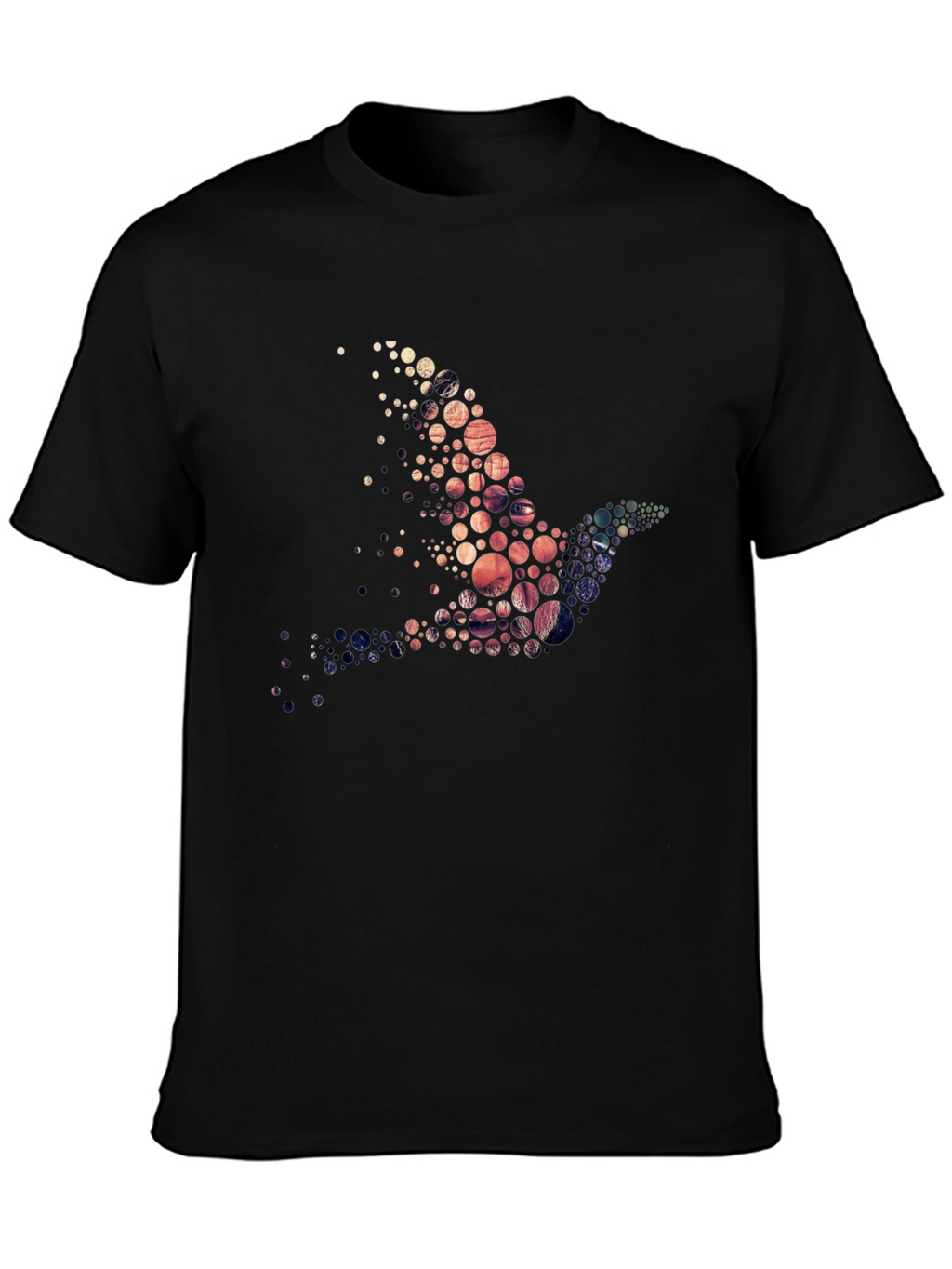 Dove Art Graphic Print Black T-Shirt